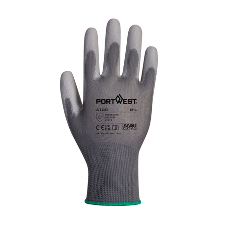 Portwest A120 Black Pu Palm Coated Grip Glove (Pack of 12)