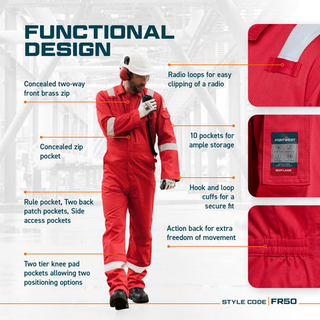 Portwest FR50 Bizflame Plus FR/AS Coverall