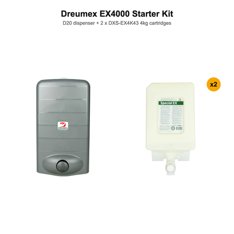 Dreumex EX4000 Starter Kit - D20 Dispenser + 2 x DXS-EX4K43 Special Hand Cleaner 4kg