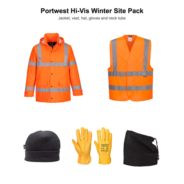 Portwest Hi-Vis Winter Site Pack - 5 Piece Cold Weather Kit (S460, C470, HA10, A271, CS21)
