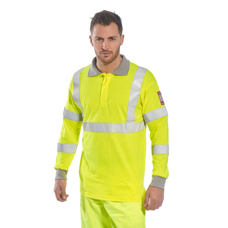 Portwest FR77 Modaflame Long Sleeve Polo Shirt Yellow