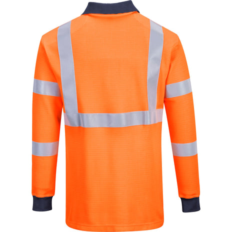 Portwest FR76 Modaflame Ris Long Sleeve Polo Shirt Orange