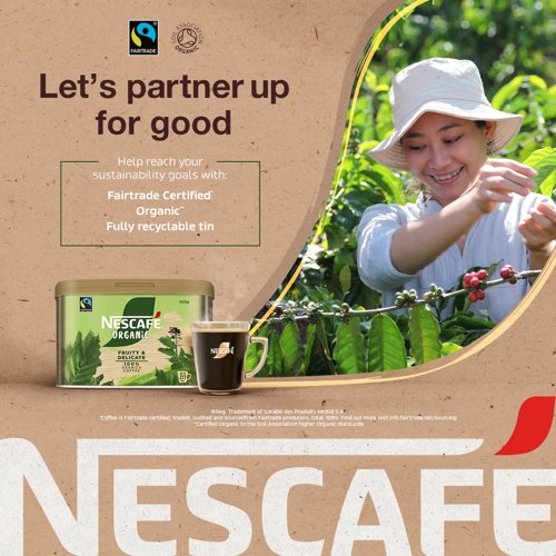 Nescafe Organic 100% Arabica Instant Coffee, 500g Tin (NWT098)