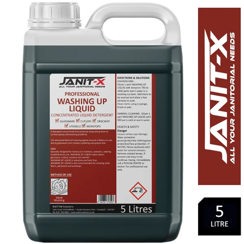 Janit-X Professional Green Washing Up Liquid, 5 Litre