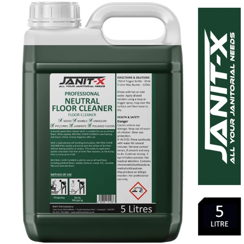 Janit-X Professional Neutral Floor Cleaner, Lemon, 5 Litre