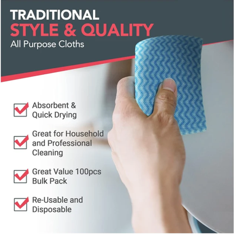 Janit-X Heavyweight Non Woven Cleaning Cloths 50 x 36cm, Pack of 50 - NWT439