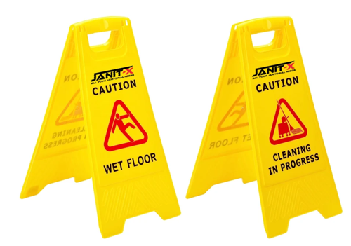 Janit-X Wet Floor and Cleaning in Progress A-Frame Sign