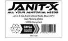 Janit-X Eco 2 Ply Blue Recycled Centrefeed Rolls 150m, Pack of 6 - NWT489