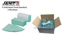 Janit-X 1 Ply Green C-Fold Hand Towels, Case of 2520