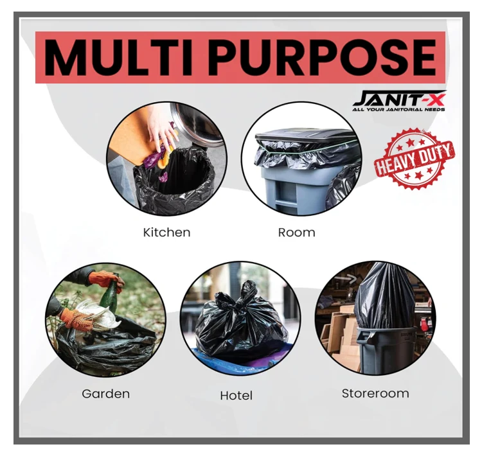Janit-X Heavy Duty Black Refuse Sacks 15kg, Box of 200 - NWT567