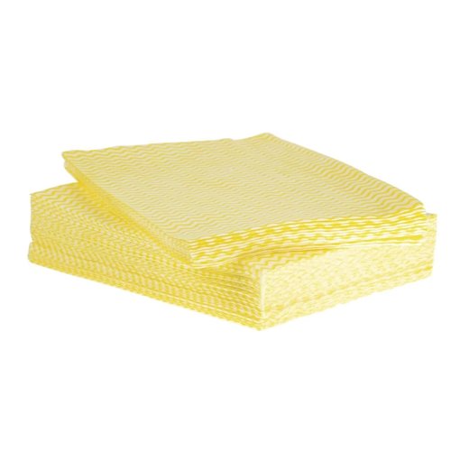 Janit-X Heavyweight Non Woven Cleaning Cloths 50 x 36cm, Pack of 50 Yellow