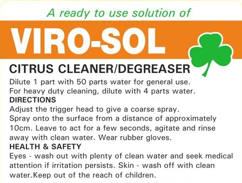 Janit-X Viro-Sol Citrus Cleaner and Degreaser, 5 Litre - NWT6285