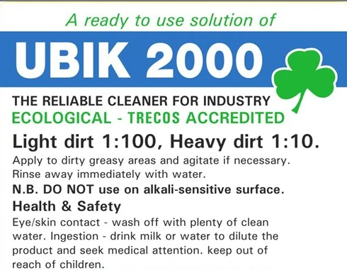 Janit-X UBIK 2000 Universal Cleaner and Degreaser Concentrate, 5 Litre