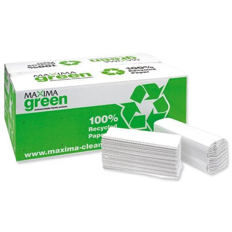 Maxima Green 2 Ply White C-Fold Hand Towels, Case of 2430 (15 x 162) - NWT642