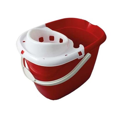 Janit-X 15 Litre Colour Coded Mop Bucket with Clip On Wringer Red