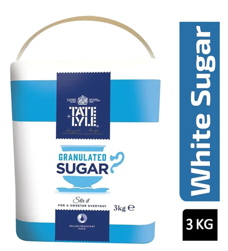 Tate and Lyle Fairtrade Granulated Cane Sugar Drum, 3kg (NWT800)