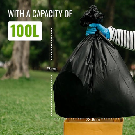 Ecobag Extra Strong Heavy Duty Refuse Sacks 100L, Pack of 50 - NWT8182