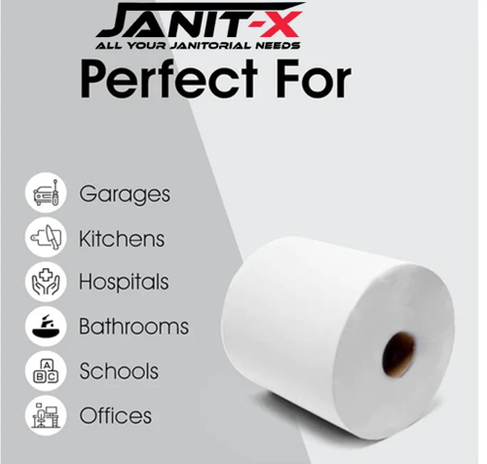 Janit-X 2 Ply Recycled White Centrefeed Rolls 150m, Pack of 6 - NWT911