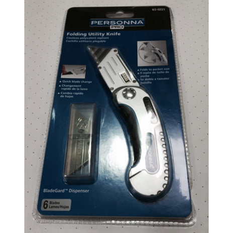 Personna Pro Folding Utility Knife 63-0221 with 6 Blades