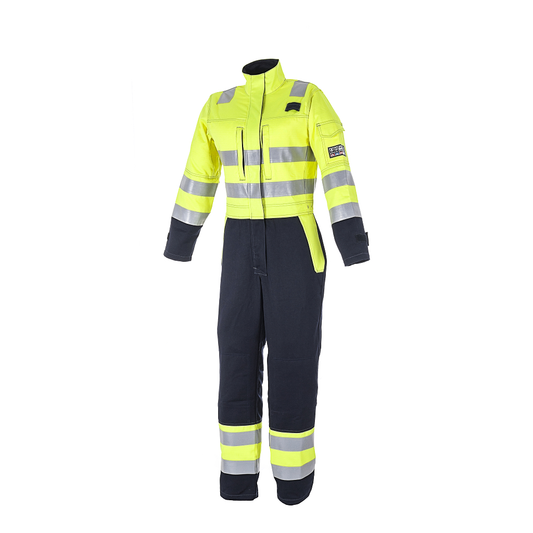ProGARM 6446 Ladies Two-Tone Multinorm Arc Flash Coverall Hi-Vis Yellow/Navy