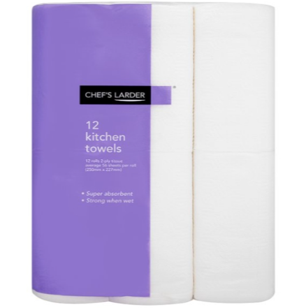 Chef'S Larder 12 x 56 Sheet Kitchen Towel Rolls