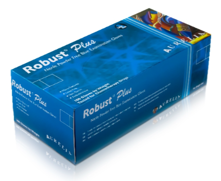 Aurelia Robust Plus 4.5Mil Extended Cuff Nitrile Pf Glove Box Of 100