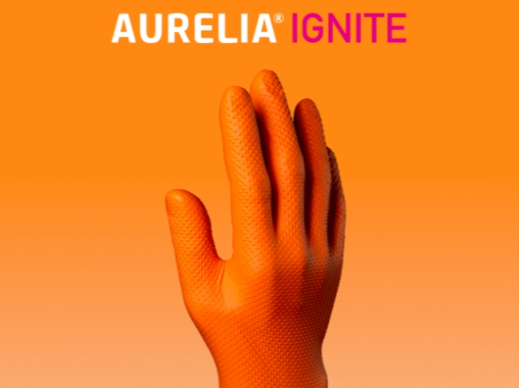 Aurelia Ignite 7.0Mil Diamond Grip Nitrile Pf Orange Glove Box Of 100/90