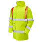 Leo Putford A02 EcoViz 4K Baffle Lined Anorak with Red Braces Hi-Vis Yellow - ISO 20471 Class 3
