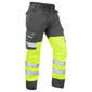 Leo Bideford CT01 EcoViz Poly/Cotton Cargo Trouser Hi-Vis Yellow/Grey - ISO 20471 Class 1