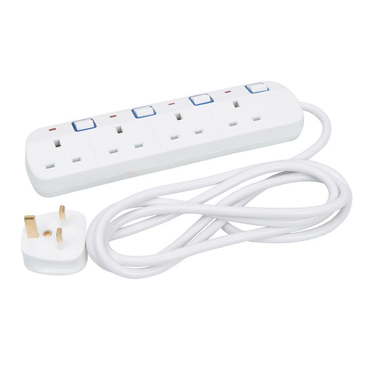 Switched Extension Lead With Neon Indicator 230V - 4 Gang 2M