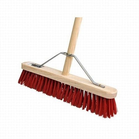 Platform Broom 24" Red Pvc With 48" Wooden Handle