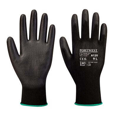 Portwest Black Pu Palm Coated Grip Glove