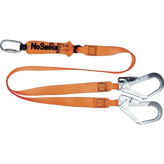 Deltaplus Energy Absorber Webbing Double Lanyard With Scaffold Hooks 2 mtr