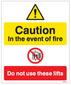 Caution In The Event Of Fire - Do Not Use These Lifts