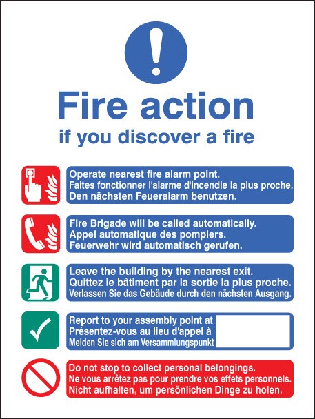 Multi-Lingual Fire Action Manual No Lift