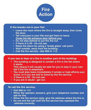 Fire Action Notice (Stay Put) For Flats