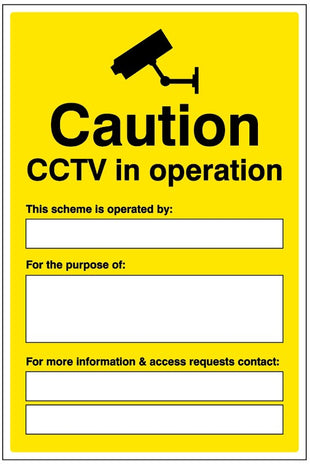 Caution Cctv In Operation - With Space For Including Scheme Details