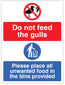 Do Not Feed The Gulls Place All Unwanted Food In The Bins Provided