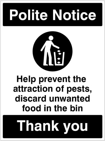 Help Prevent The Attraction Of Pests, Discard Unwanted Food In The Bins Provided