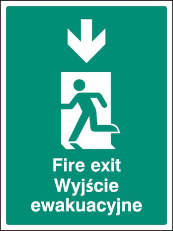 Fire Exit Arrow Down (English/Polish)