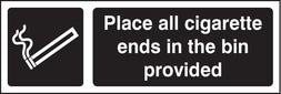 Place All Cigarette Ends In Bins Provided (White/Black)