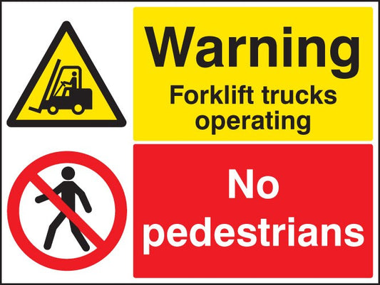 Warning Forklift Trucks Operating No Pedestrians