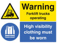 Warning Forklift Trucks Operating High Visibility Clothing Must Be Worn Beyond This Point