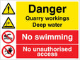 Danger Quarry Workings, Deep Water, No Swimming, Keep Out