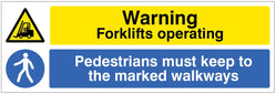 Caution Forklifts Operating Pedestrains Must Keep To The Marked Walkway