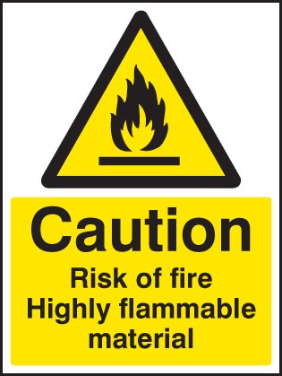 Caution Risk Of Fire - Highly Flammable Material