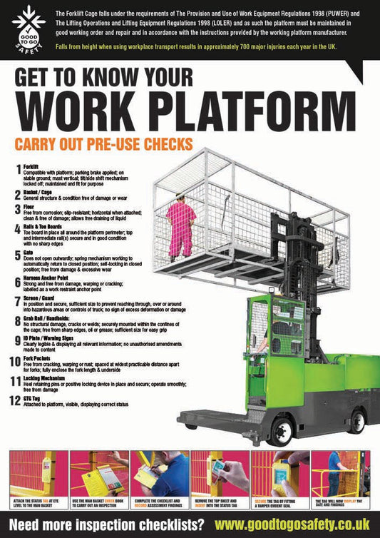 Gtg Forklift Work Platform Inspection Poster 420x594mm Synthetic Paper