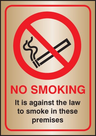 No Smoking It Is Against The Law A5 Brass