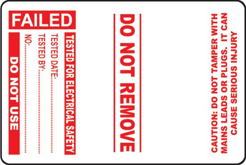 100 Pat Test Cable Wrap Labels - Failed 75x50mm