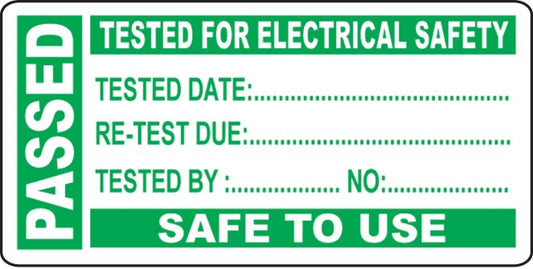 250 Pat Test Write On Labels - Passed 50x25mm